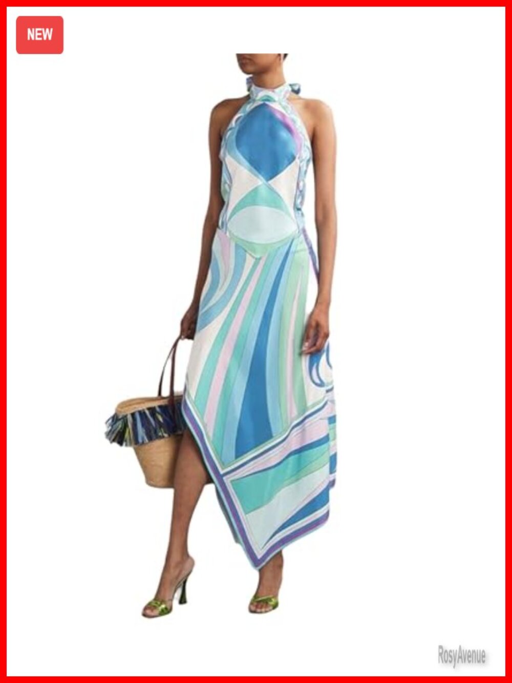 Women's Boho Printed Satin Halter Two Piece Maxi Skirt Set Vacation